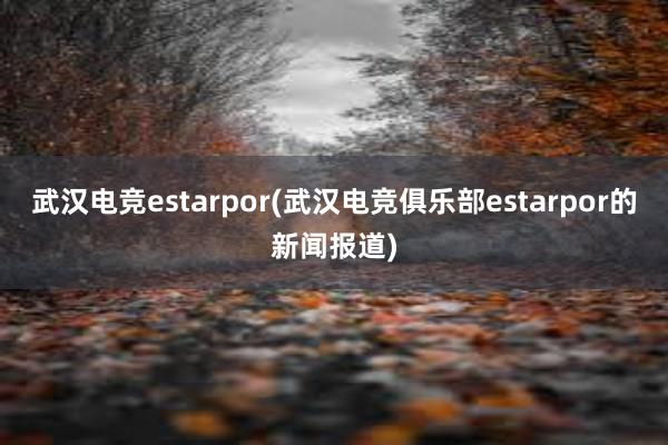 武汉电竞estarpor(武汉电竞俱乐部estarpor的新闻报道)